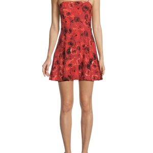 Alice + Olivia Red Floral Strapless Dress